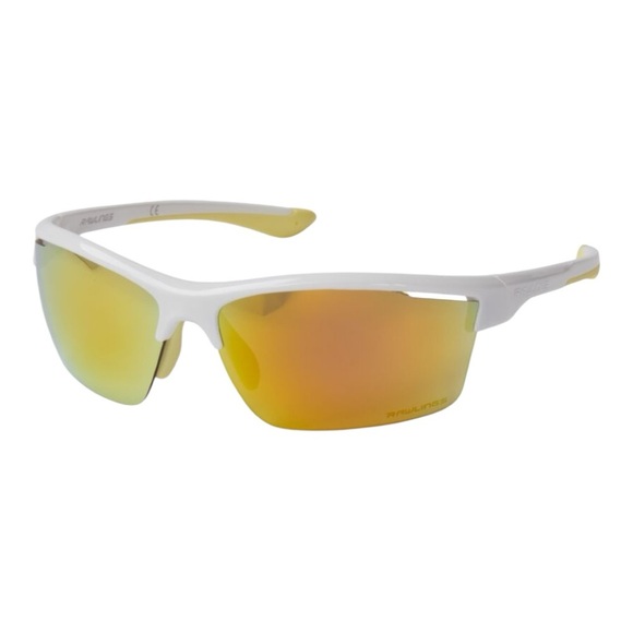 ADULT WHITE/ORANGE HALF-RIM BLADE SUNGLASSES - Picture 1 of 6